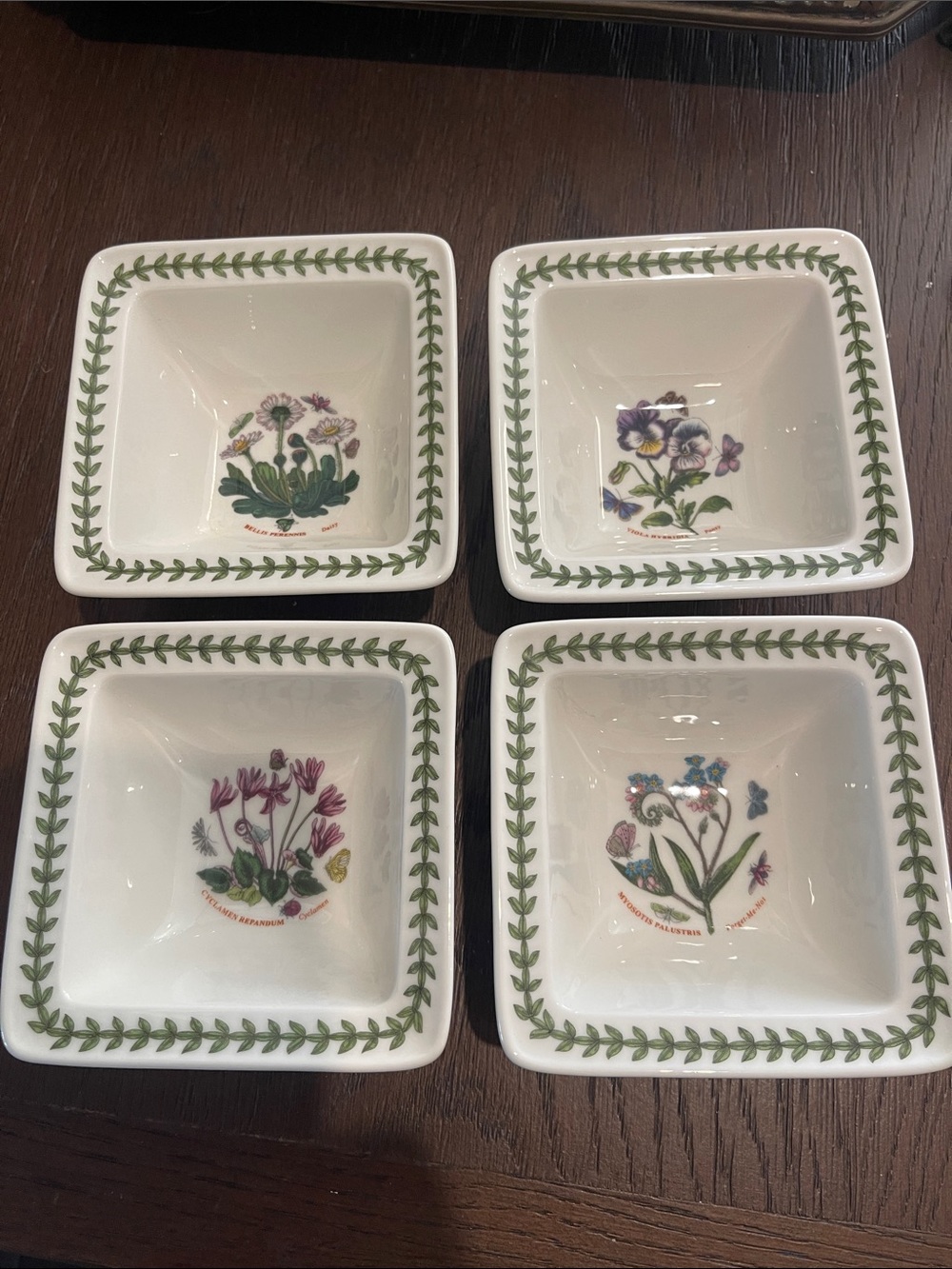 Portmeirion Botanical Garden set of square dipping  dishes bowls